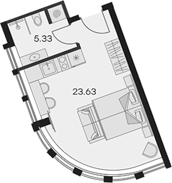 Квартира студия 28.96 м², 2/15 эт., Апарт-отель «Апарт-отель 25-7 Заневский»